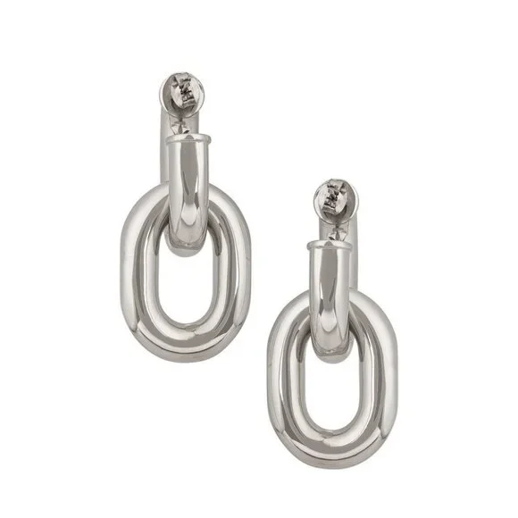 RABANNE XL Link Hoop Earrings Silver - Picture 4 of 6